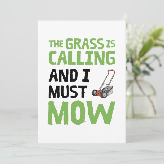 De gras roept en ik moet maaien kaart (Staand voorkant)