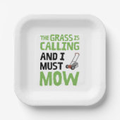De gras roept en ik moet maaien papieren bordje (Voorkant)
