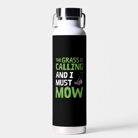 De gras roept en ik moet maaien waterfles (Voorkant)