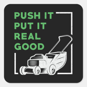 De grasmaaier duwt het echt goed in bedwang vierkante sticker