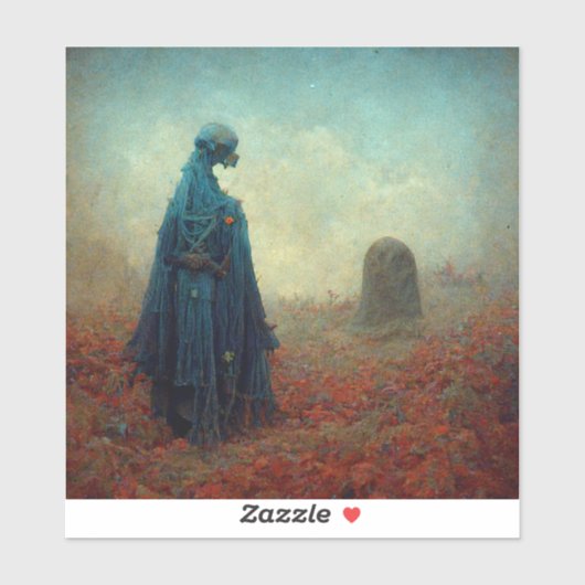 De grave Surreal Sci-Fi Fantasy Alien Sticker (Vel)