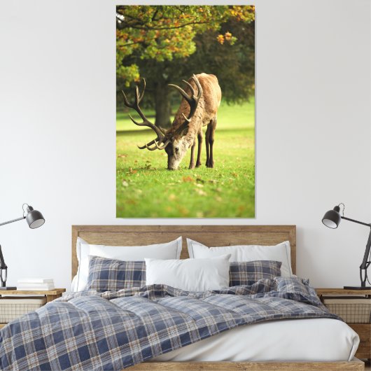 De grazende hert canvas afdruk (Insitu (Slaapkamer))