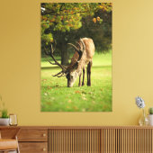 De grazende hert canvas afdruk (Insitu (Woonkamer))