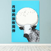 De grazende metgezel van de maan canvas afdruk (Insitu (Houten vloer))