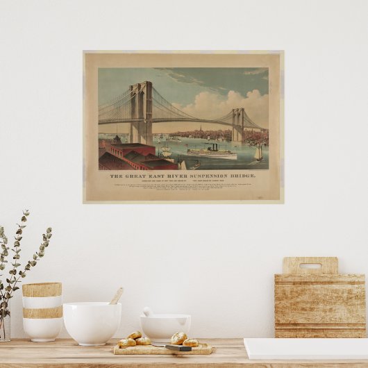 De Great East River Suspension Bridge - New York Poster (Keuken)