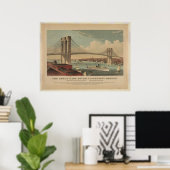 De Great East River Suspension Bridge - New York Poster (Thuiskantoor)