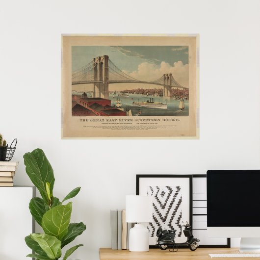 De Great East River Suspension Bridge - New York Poster (Thuiskantoor)