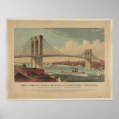 De Great East River Suspension Bridge - New York Poster (Voorkant)