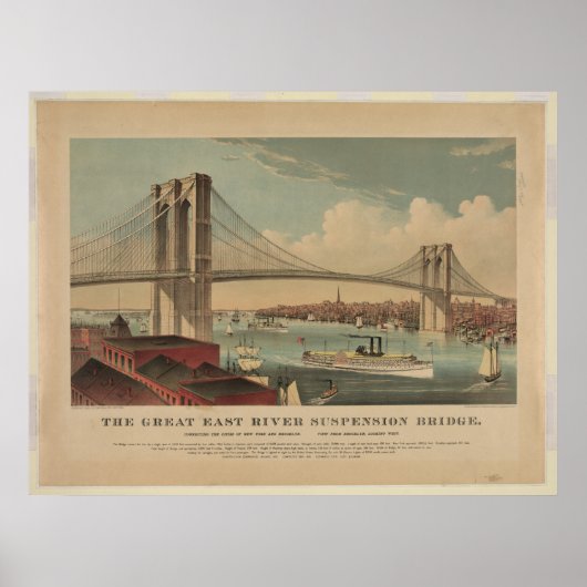 De Great East River Suspension Bridge - New York Poster (Voorkant)