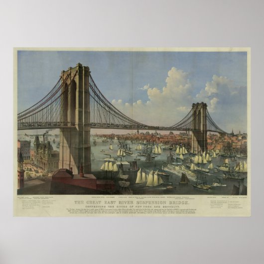 De Great East River Suspension Bridge Poster (Voorkant)