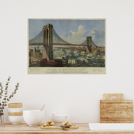 De Great East River Suspension Bridge Poster (Keuken)