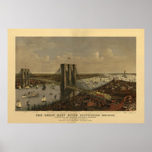 De Great East River Suspension Bridge Poster (Voorkant)