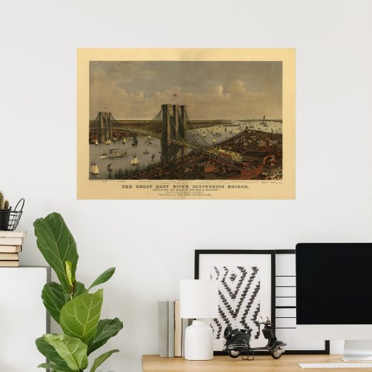 De Great East River Suspension Bridge Poster (Thuiskantoor)