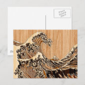 De Great Hokusai Wave Bamboo Wood Grain Style Briefkaart (Voorkant / Achterkant)