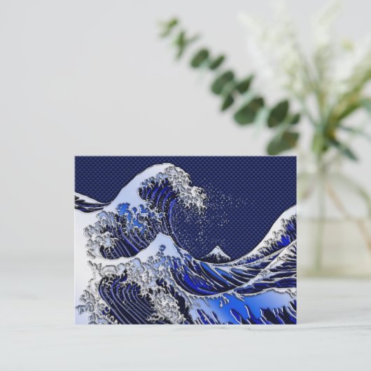 De Great Hokusai Wave Carbon Style Briefkaart (Staand voorkant)
