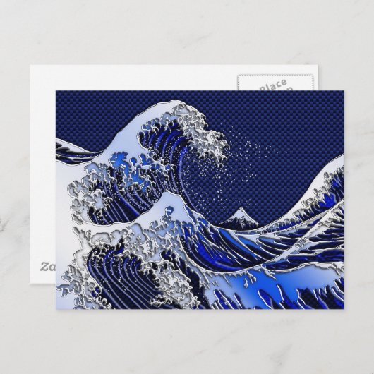 De Great Hokusai Wave Carbon Style Briefkaart (Voorkant / Achterkant)