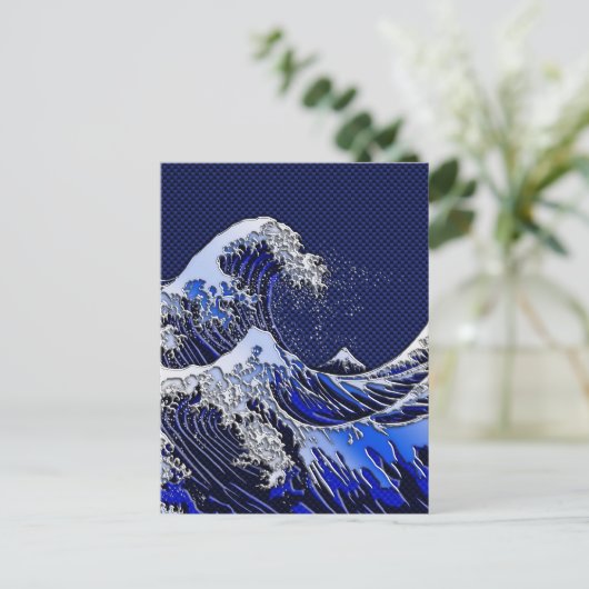 De Great Hokusai Wave Carbon Style Briefkaart (Staand voorkant)