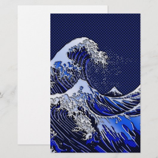 De Great Hokusai Wave Carbon Style Briefpapier (Voorkant / Achterkant)