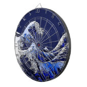 De Great Hokusai Wave Carbon Style Dartbord (Voorkant Rechts)