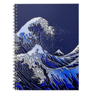De Great Hokusai Wave Carbon Style Notitieboek