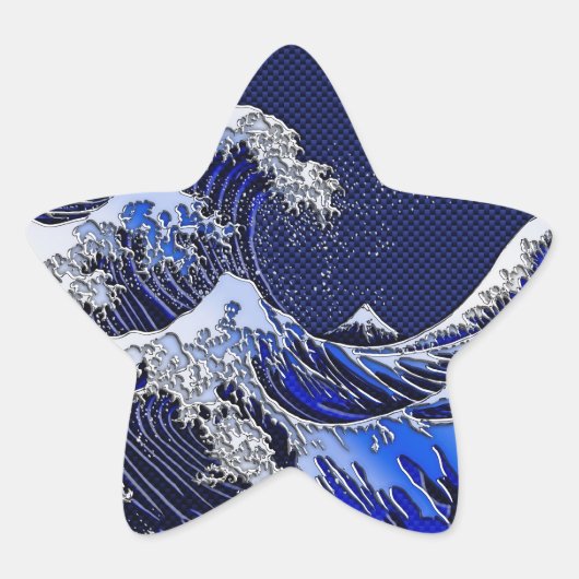 De Great Hokusai Wave Carbon Style Ster Sticker (Voorkant)