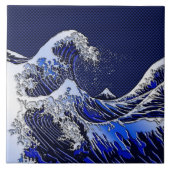 De Great Hokusai Wave Carbon Style Tegeltje (Voorkant)