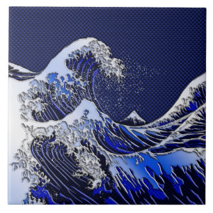 De Great Hokusai Wave Carbon Style Tegeltje