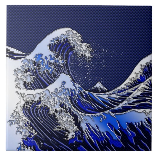 De Great Hokusai Wave Carbon Style Tegeltje (Voorkant)