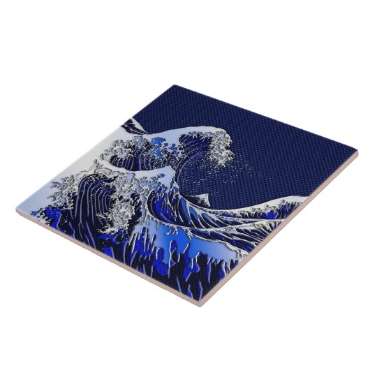 De Great Hokusai Wave Carbon Style Tegeltje (Zijkant)