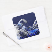 De Great Hokusai Wave Carbon Style Vierkante Sticker (Envelop)