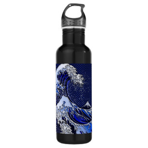 De Great Hokusai Wave Carbon Style Waterfles