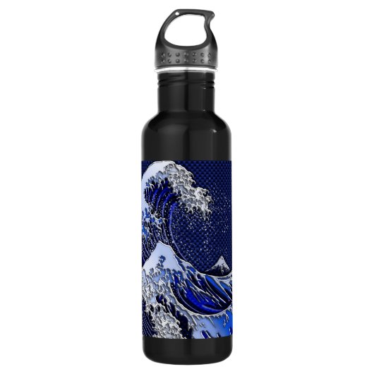 De Great Hokusai Wave Carbon Style Waterfles (Voorkant)
