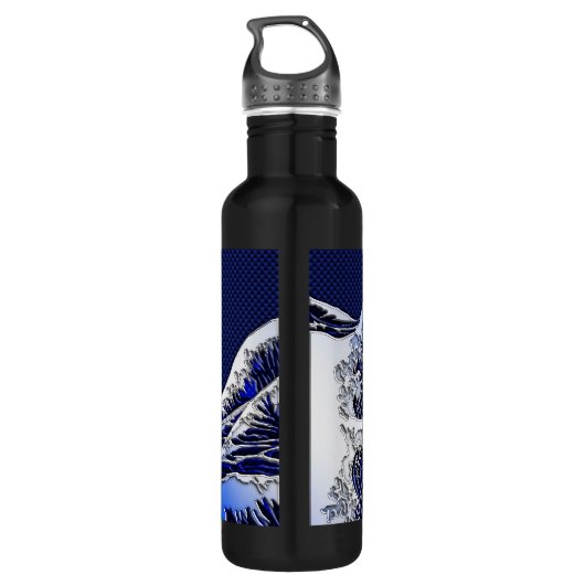 De Great Hokusai Wave Carbon Style Waterfles (Achterkant)