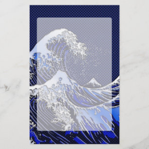 De Great Hokusai Wave Chrome Carbon ziet er uit Briefpapier
