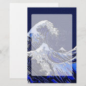 De Great Hokusai Wave Chrome Carbon ziet er uit Briefpapier (Voorkant / Achterkant)