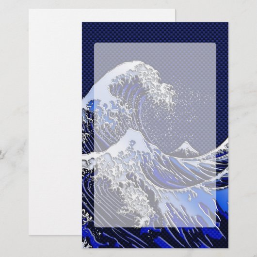 De Great Hokusai Wave Chrome Carbon ziet er uit Briefpapier (Voorkant / Achterkant)