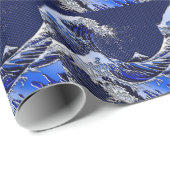 De Great Hokusai Wave Chrome Carbon ziet er uit Cadeaupapier (Rol Hoek)