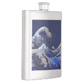 De Great Hokusai Wave Chrome Carbon ziet er uit Heupfles (Rechts)