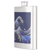 De Great Hokusai Wave Chrome Carbon ziet er uit Heupfles (Links)