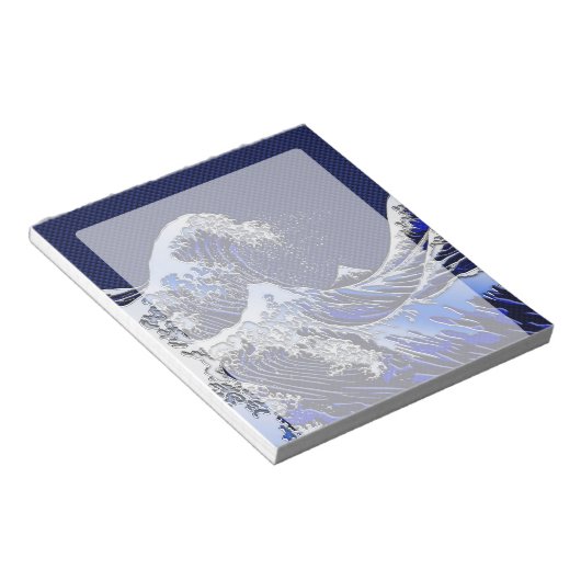 De Great Hokusai Wave Chrome Carbon ziet er uit Notitieblok (Schuin)