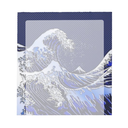 De Great Hokusai Wave Chrome Carbon ziet er uit Notitieblok (Voorkant)