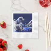 De Great Hokusai Wave Chrome Carbon ziet er uit Servetten (Insitu)