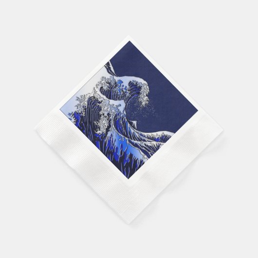 De Great Hokusai Wave Chrome Carbon ziet er uit Servetten (Hoek)