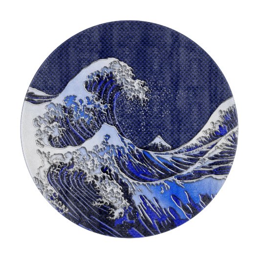 De Great Hokusai Wave Chrome Carbon ziet er uit Snijplank (Voorkant)