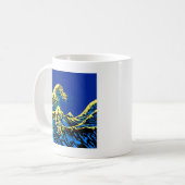 De Great Hokusai Wave in Blue Pop Art Style Koffiemok (Voorkant links)