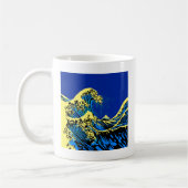 De Great Hokusai Wave in Blue Pop Art Style Koffiemok (Links)