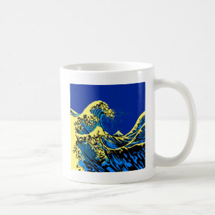 De Great Hokusai Wave in Blue Pop Art Style Koffiemok