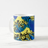 De Great Hokusai Wave in Blue Yellow Pop Style Koffiemok (Voorkant links)