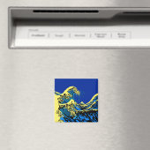 De Great Hokusai Wave in Blue Yellow Pop Style Magneet (Insitu (Vaatwasser))
