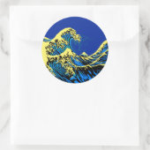 De Great Hokusai Wave in Blue Yellow Pop Style Ronde Sticker (Tas)